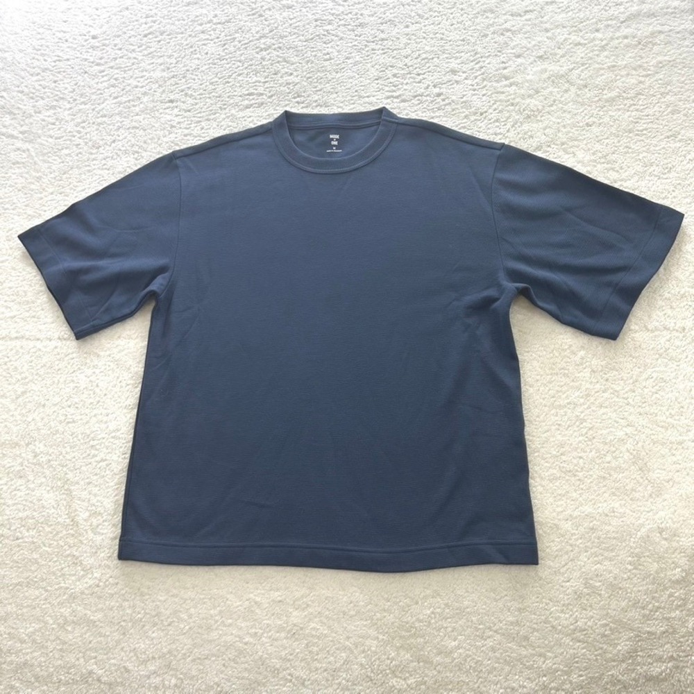 Mode of One Mens Navy Blue M Micro Ribbed Short Sleeve Crewneck New Without Tag
